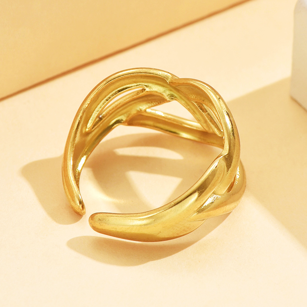 304 Stainless Steel Retro Hollow Woven Open Ring